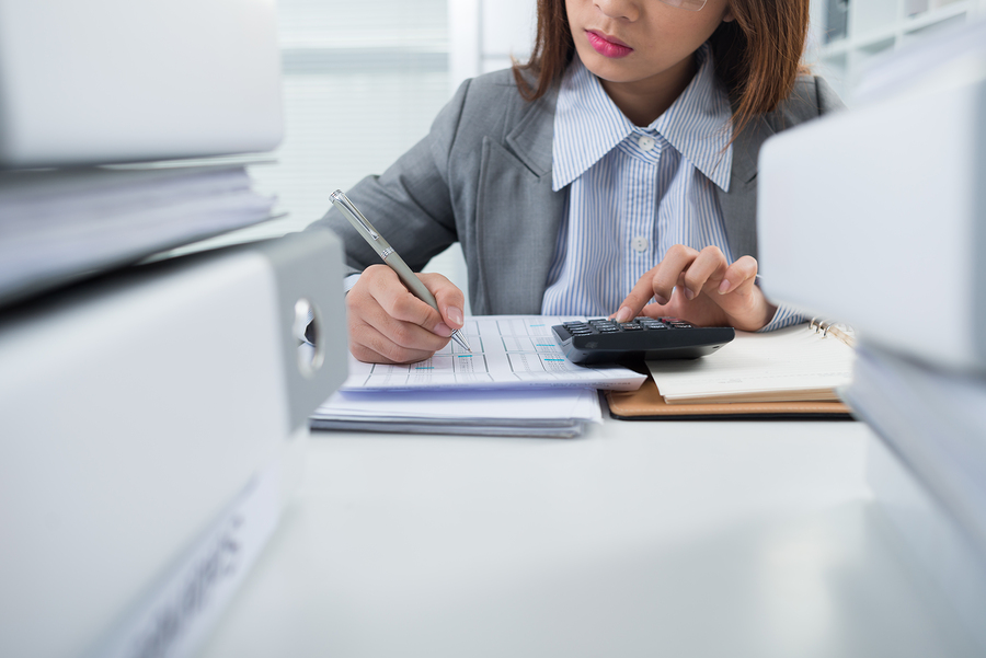 woman doing paper work