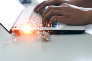 businessman with light bulb. concepts new ideas inspiration and innovation.