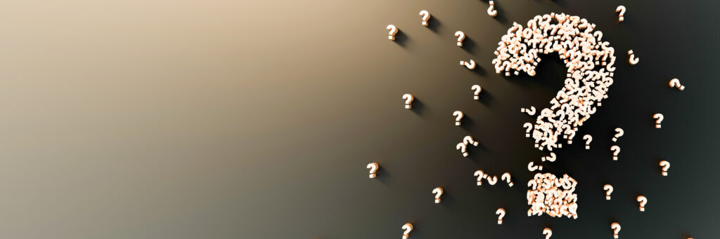 Infinite and colored question marks, business and human choices theme, original 3d rendering